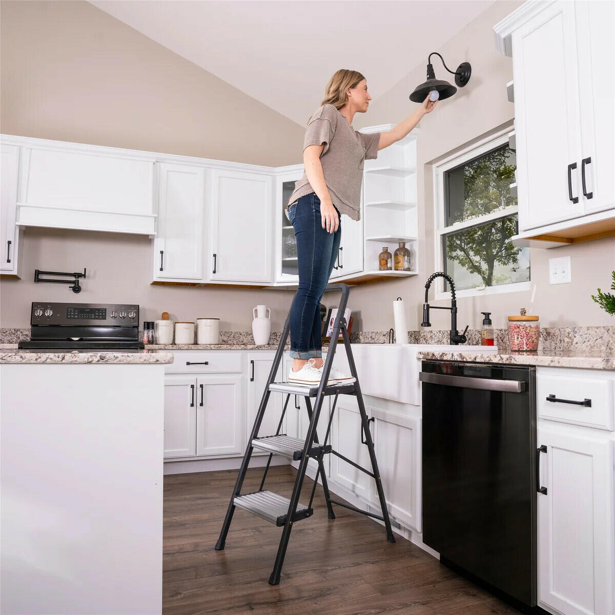 Open Box - Cosco 3-Step Folding Step Stool, 250 lbs Load Capacity